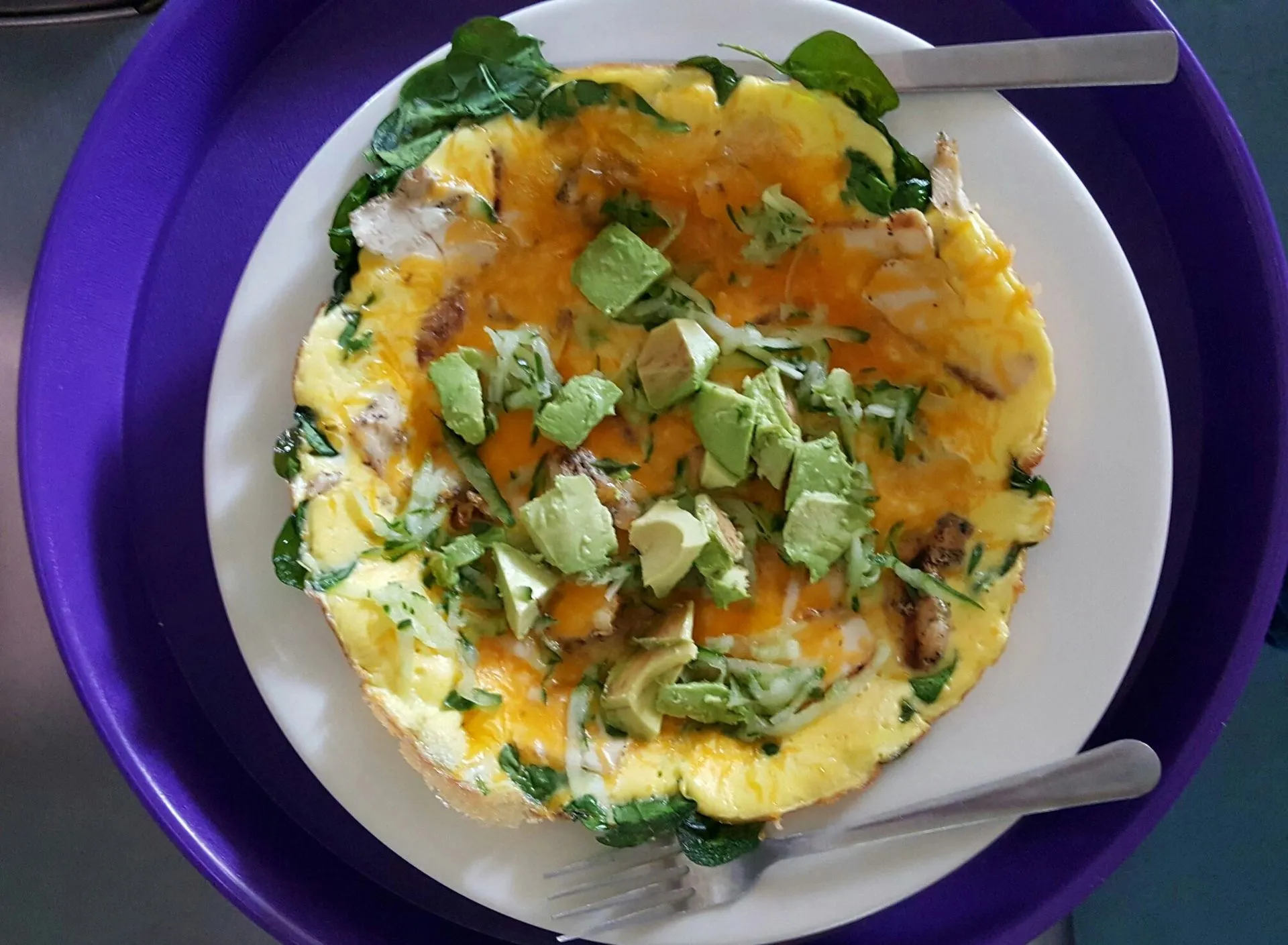 3-egg omelet with spinach, cheddar, and avocado